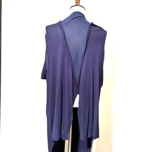 Navy Women's See-through Combination Wool Asymmetric Sweater